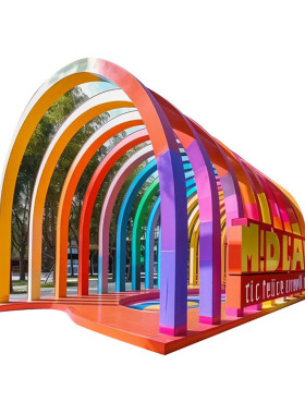 大型不锈钢拱门雕塑跨铁艺钢结构廊架弧形长廊景区金属街拱门雕塑