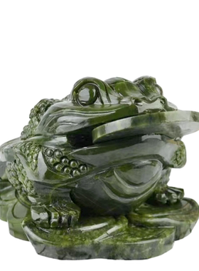 岫玉金蟾摆件招财玄关客厅家居装饰品三足蟾蜍商店开业收款台礼品