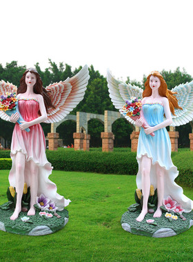 热销户外大型花仙子天使摆件花园花园农庄广场景观玻璃钢雕塑景区