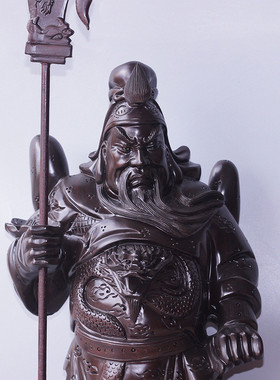 雲缘雕刻工艺品黑檀摆件批发木复古礼品武圣关公武财神