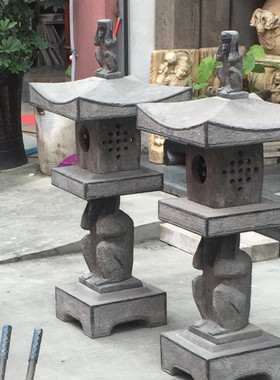 石雕石灯灯彷古石青石中式庭院禅意摆件草坪照明石猴灯笼灯塔厂家