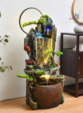 热销中式加湿器假山喷泉水景客厅办公室阳台陶罐高山流水装饰摆件