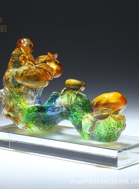 热销手工制作万事事如意装饰琉璃摆件轻奢高档水晶工艺品客厅家用