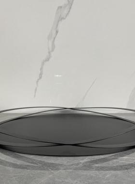 热销现代简约样板房托盘黑色金属酒店家居客厅创意收纳果盘软装饰