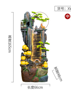 新中式落地水幕墙葫芦假山造景流水摆件鱼缸客厅玄关阳台创意装饰