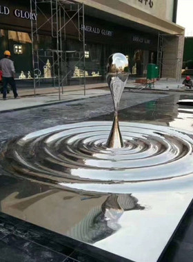 热销不锈钢水滴镜面几何块面石头雕塑雕塑鹅卵石造型户外草坪金属