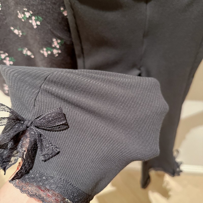 100-130韩系高端女童蕾丝蝴蝶结开叉裤脚高弹微喇打底裤,淘宝优惠券,粉丝福利购,淘宝优惠卷