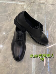 B1ZAD1X13 太平鸟男装2023春装新款时尚黑色牛皮革正装皮鞋流行轻