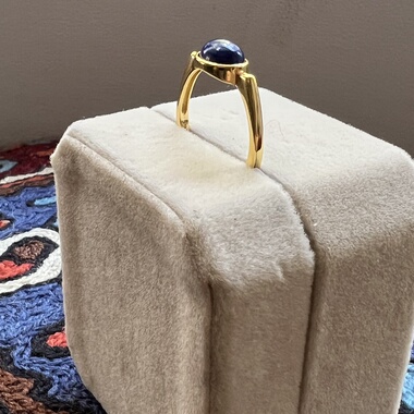 青金石戒指925银镀金镶嵌时尚百搭气质指环个性设计活圈戒指孤品