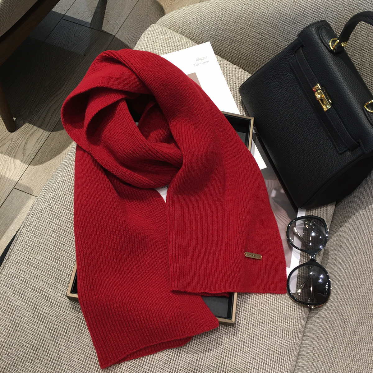 澳洲纯羊毛100%羊绒围巾2025新款百搭冬季新年红色保暖针织围脖女,淘宝优惠券,粉丝福利购,淘宝优惠卷