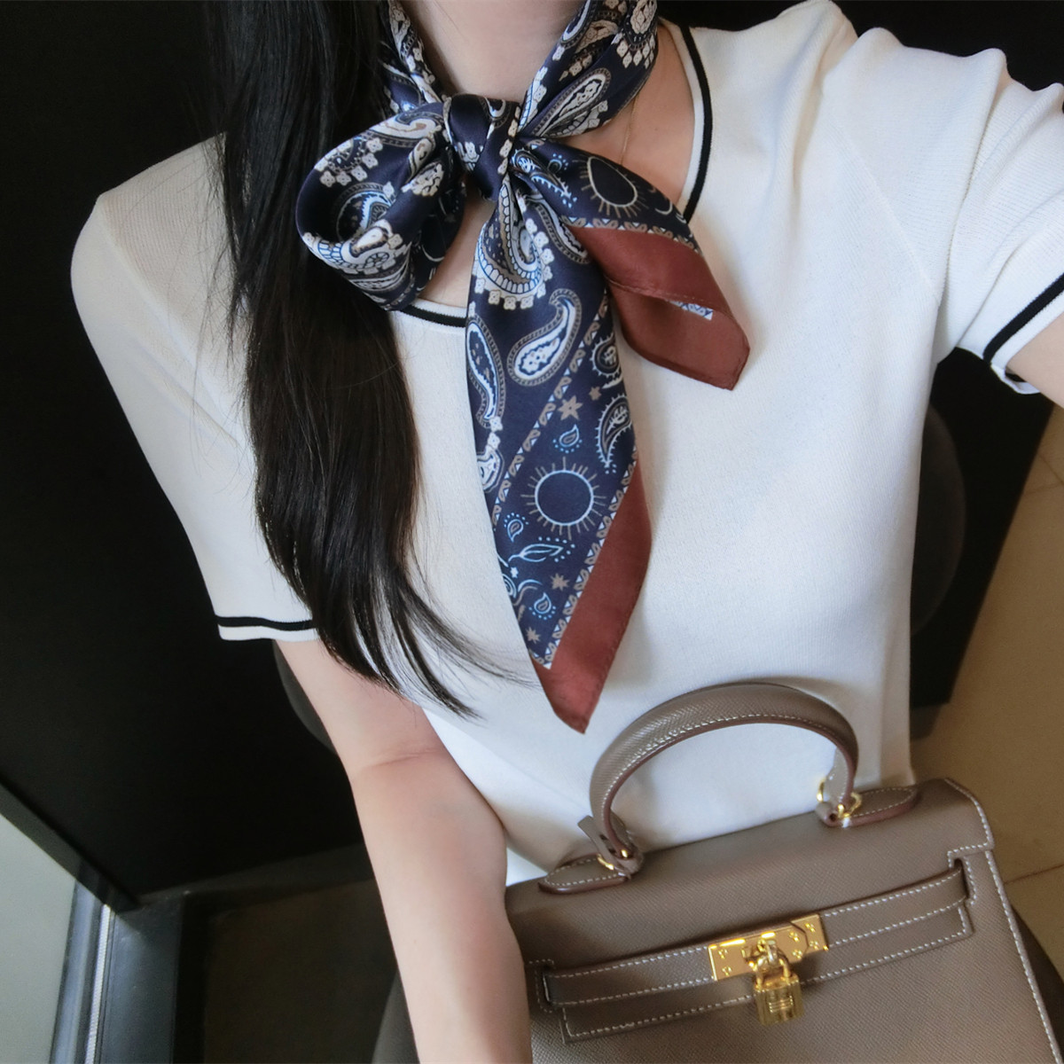 经典腰果花100%桑蚕丝真丝丝巾领巾围巾秋季70方巾杭州丝绸披肩