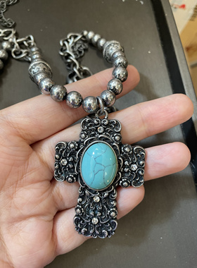 复古vintage美国设计师串珠项链女小众设计感个性铜镀银短项链特