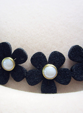 choker项链毛毡优雅可爱小花女特