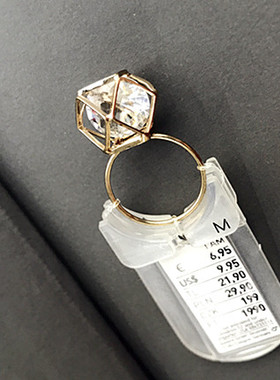 女镀金锆石欧美简约超闪戒指法式