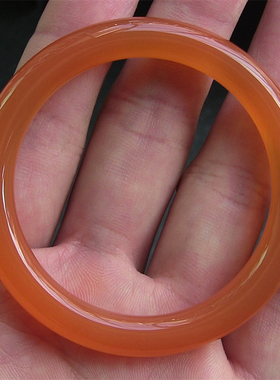 天然巴西玛瑙手镯/复古圆条/香橙色玉髓/水润通透2148