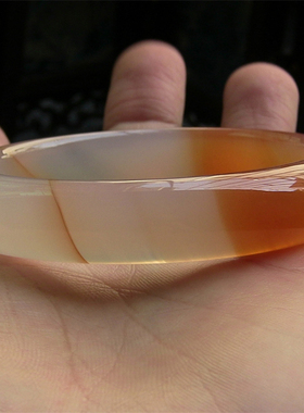 天然巴西玛瑙手镯半边红玉髓