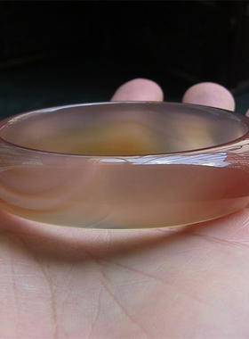 天然巴西玛瑙手镯/加厚不加宽/原色无忧化/粉红色水润玉髓2185