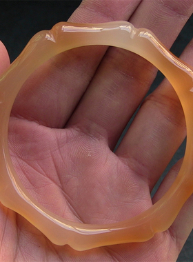 天然巴西玛瑙手镯/巧雕竹节/节节高升/香橙色/水润通透玉髓2004