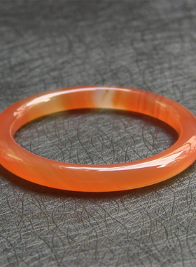 天然巴西玛瑙手镯/复古圆条/精美纹理/香橙色/水润玉髓2097