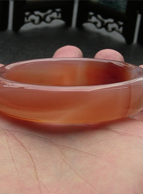 天然巴西玛瑙手镯/加厚不加宽/粉红色玉髓/象形：火红的太阳820