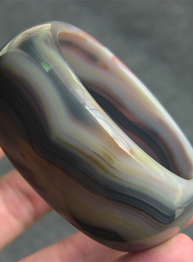 天然巴西玛瑙手镯/特宽加厚/原色无优化/精美水墨画纹理玉髓1714