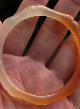 天然巴西玛瑙手镯半边红玉髓