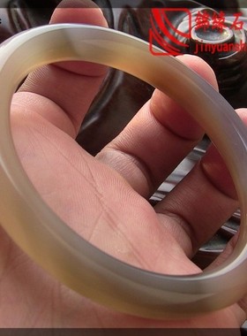 天然巴西无烧原色圆条玛瑙手镯