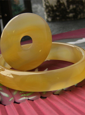 组合天然巴西加宽蜜糖色玛瑙手镯