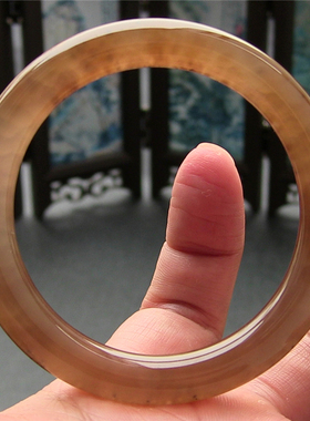 天然巴西复古风圆条俏色玛瑙手镯