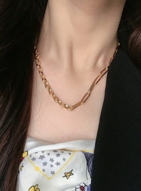 网红savi同款冷淡镀金链条拼接女