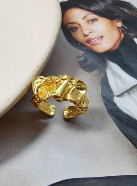 欧美戒指ins黄铜镀金夸张女