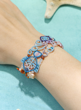 栖石原创中级编绳教程海洋鲛海汐梦编绳手链饰品手工编绳首饰