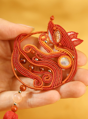 栖石原创中级编绳教程灵狐狐狸神话挂件动物传说首饰手工编绳饰品