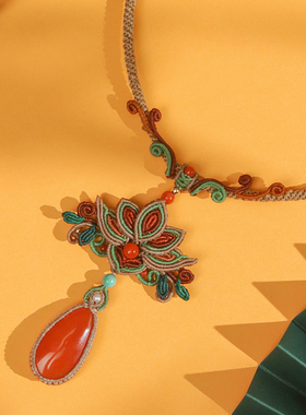 原创设计项链栖石蜡线