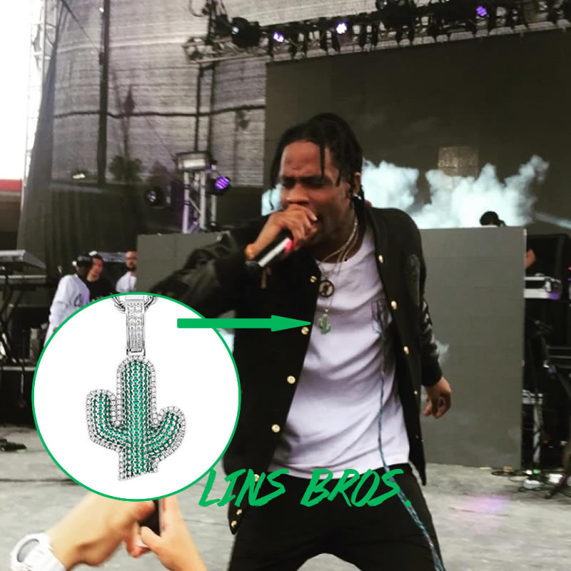 TRAVIS SCOTT同款CACTUS仙人掌高质项链牢固精致天然石嘻哈说唱潮 - 图1