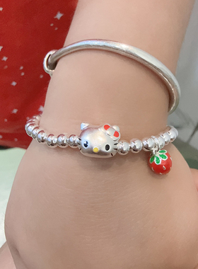 999足银KT猫手链卡通女孩生日礼