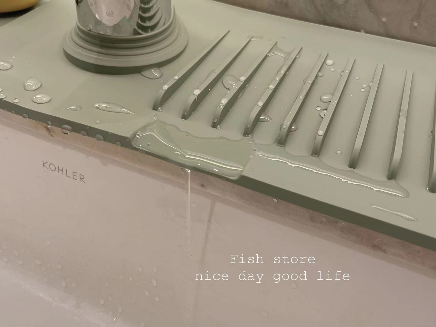 *Fish store*厨房卫浴水池沥水垫沥干水龙头硅胶防溅垫-图1
