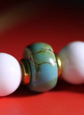 白贝壳绿松石手链手串手钏礼品