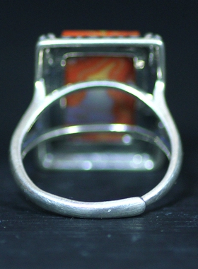 北票战国红纯银镶嵌女款戒指指环