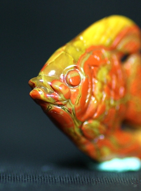 北票战国红小鱼挂件雕件吊坠项坠