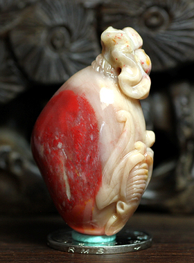 内蒙古鸡血石钱袋挂饰项坠雕件