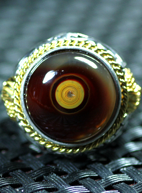 复古玛瑙玉髓蒙天珠大井天眼戒指