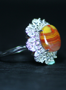 北票战国红闪丝戒面女款戒指指环