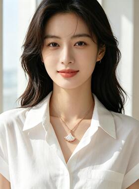 卡奢琳小裙子吊坠设计师款项链女轻奢气质扇形锁骨链8887