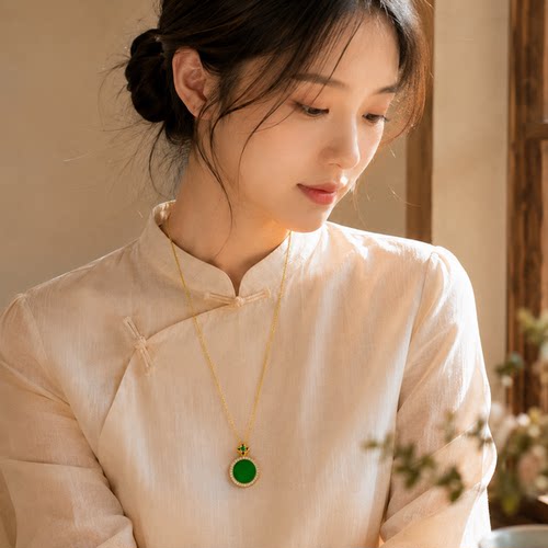 卡奢琳国风绿野仙踪双面吊坠项链女小众长款毛衣链8942 - 图2