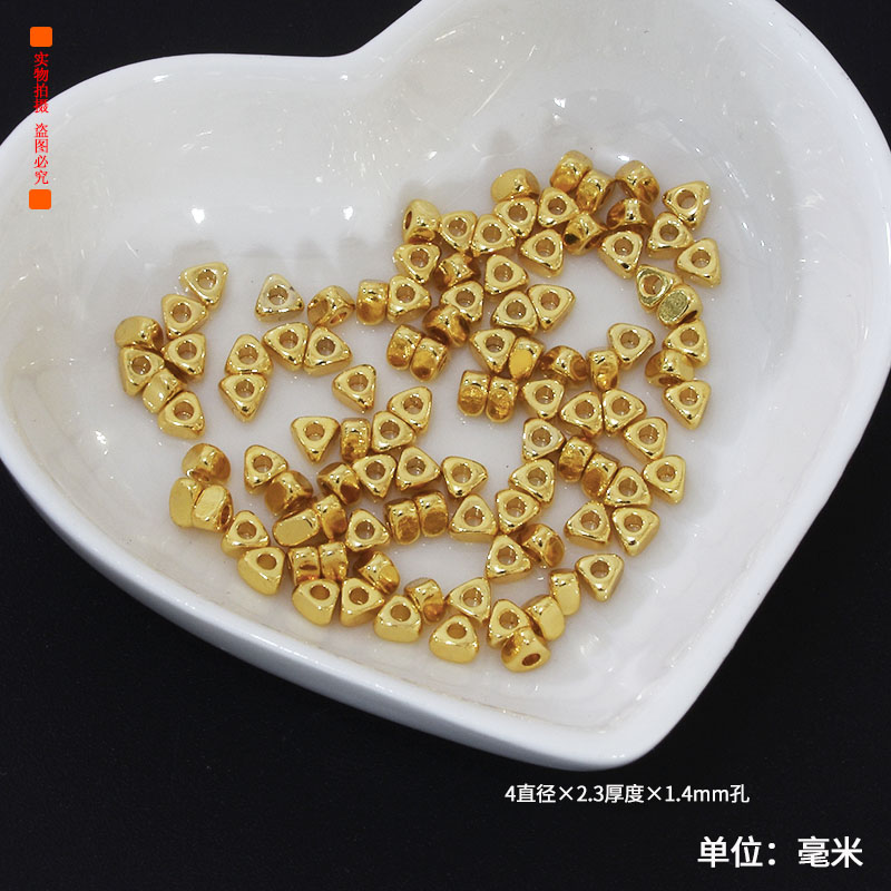 铜镀18K真金配珠镭射珠方形珠三角隔珠刻面西瓜珠diy手工饰品材料 - 图0