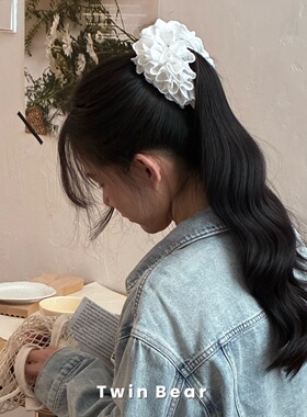 三色可选 减龄少女心花苞荷叶边香蕉夹马尾夹竖夹发饰头饰女甜美