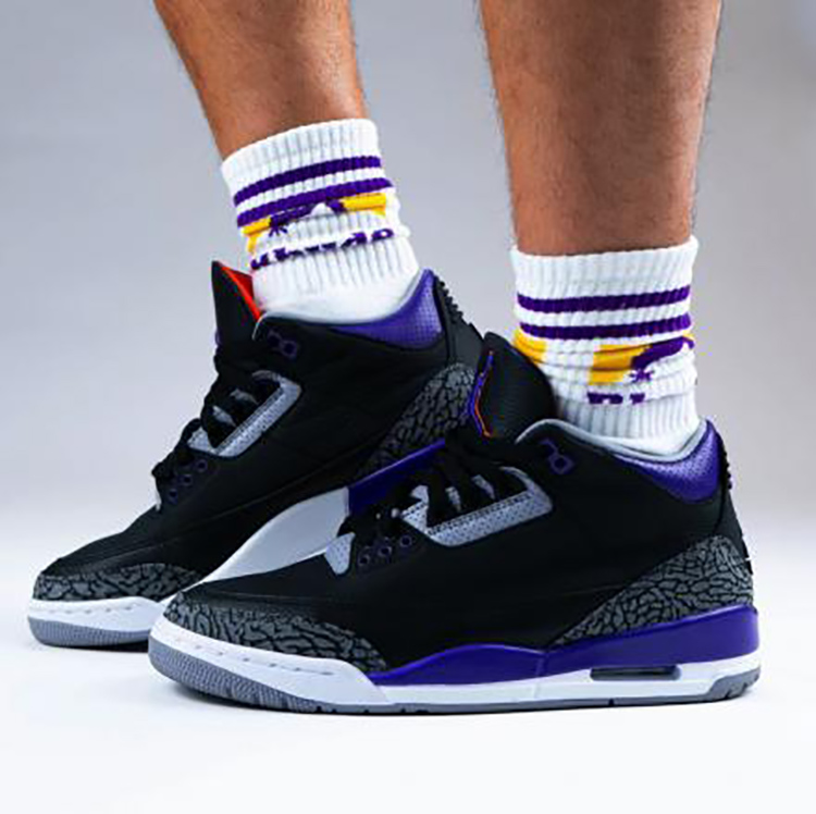 牛哄哄Air Jordan 3 AJ3 Court Purple 黑紫爆裂纹球鞋CT8532-050 - 图0