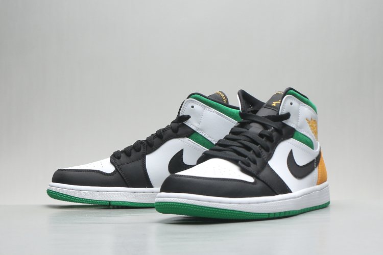 牛哄哄 Air Jordan 1 Mid AJ1 白绿橙拼接中帮 BQ6931-852542-101 - 图1