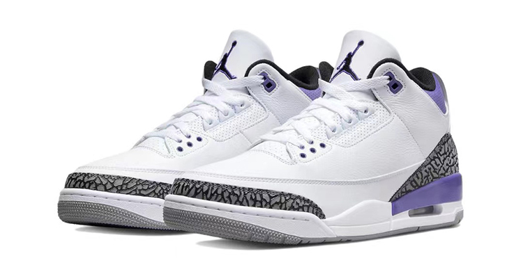 牛哄哄Air Jordan 3 Retro Dark Iirs 白紫复古篮球鞋 CT8532-105 - 图0